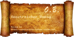 Oesztreicher Baksa névjegykártya